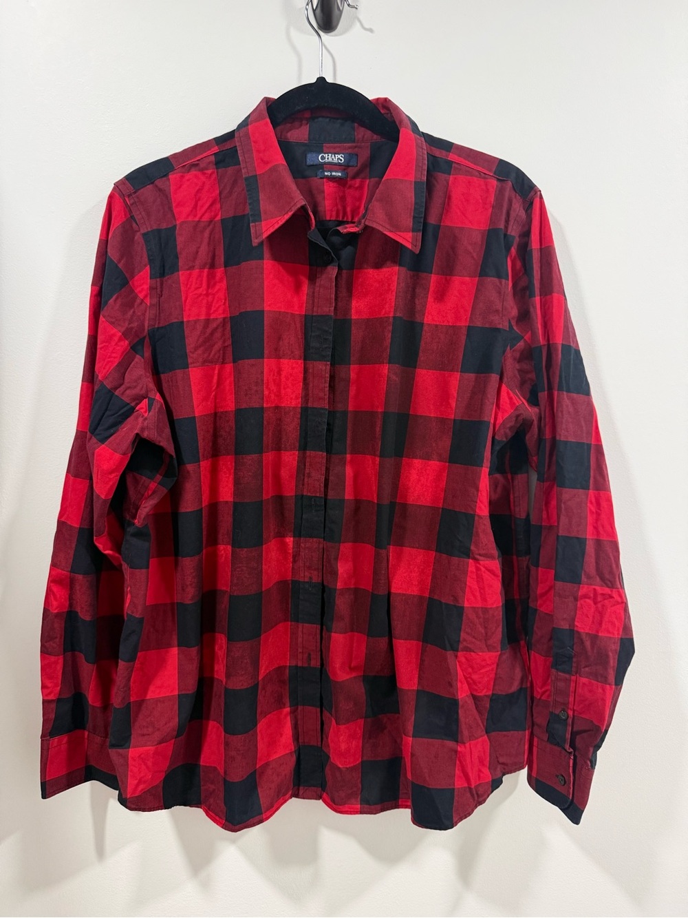 Chaps Women’s Size L Red and Black Buffalo Plaid Button-Up Shirt